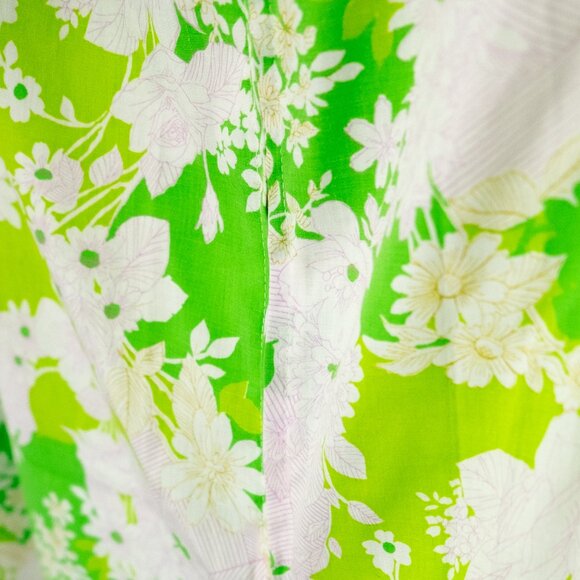 Vintage green floral dress, sleeveless - Picture 3 of 7